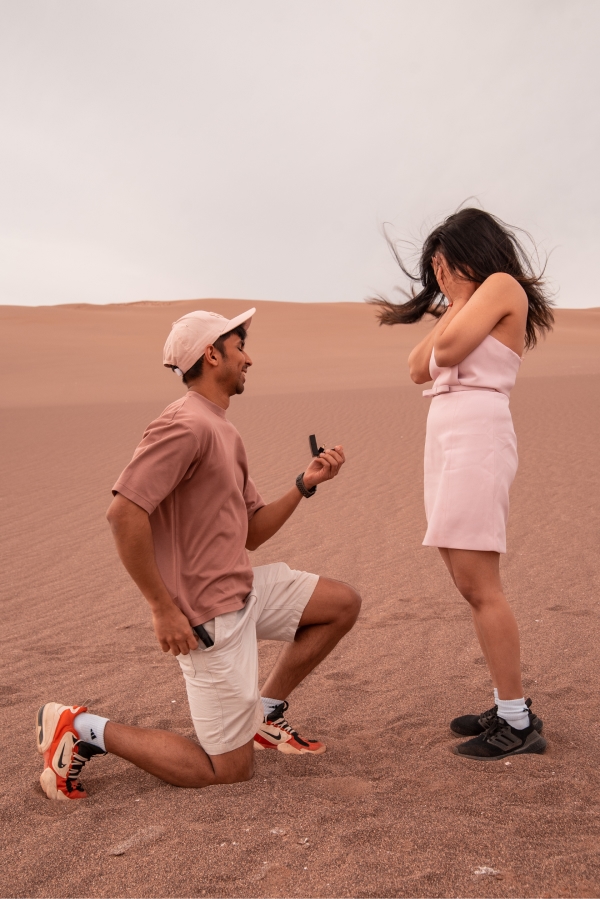 Chinmay proposing to Kavya in Atacama Desert, Chile